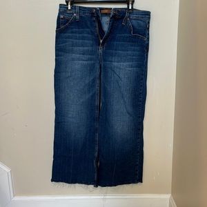 Joe’s The Wasteland Gaucho jeans, distressed at hem, high rise, wide leg crop